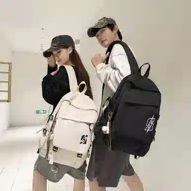 單倉 韩系高颜值卡通设计通勤百搭学院风背包初高中学生大容量轻便耐磨书包 尼龙 双肩包 常规 男女同款情侣款 白色/红色/灰色/黑色