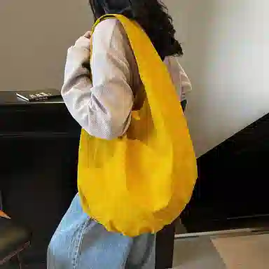 單倉 高级感休闲简约初高中学生通勤百搭 布 手提单肩包 常规 男女同款情侣款 黑色/黄色/卡其色/咖啡色/绿色