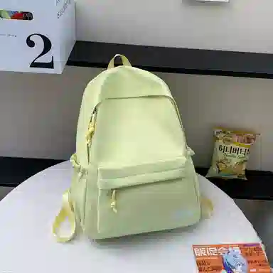 單倉 日系通勤百搭字母设计书包初高中学生大容量通勤百搭书包 尼龙 双肩包 常规 男女同款情侣款 粉色/紫色/黄色/蓝色/卡其色/黑色