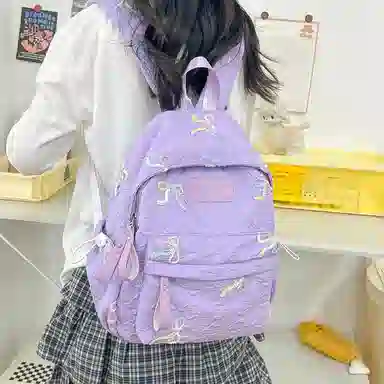 單倉 小众学院风蝴蝶结高颜值百搭旅行 复合布 双肩包 女款 多色