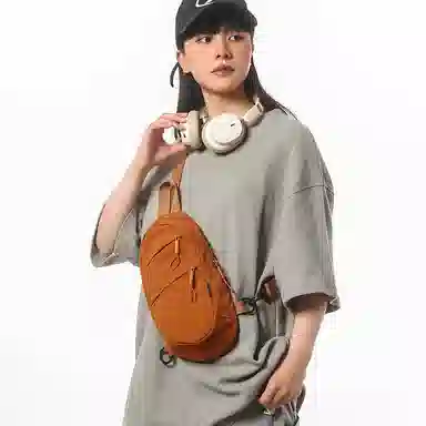 單倉 便携休闲简约潮流时尚斜挎包随身轻便耐磨通勤百搭腰包 尼龙 胸包 常规 男女同款情侣款 米白色/黑色/紫色/桔色/青绿色/军绿色
