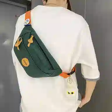 單倉 日系撞色设计大容量通勤百搭 尼龙 胸包 常规 男女同款情侣款 多色