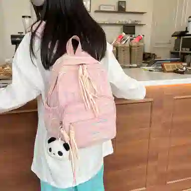 單倉 高颜值小众可爱书包初高中大学生日常出行旅游便携 复合布 小背包双肩包 常规 女款 白色/黑色/粉红色/黄色
