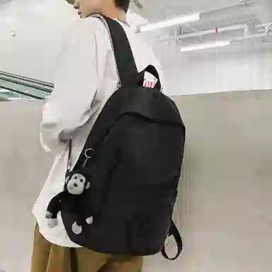 單倉 潮酷休闲大容量美式字母初高中学生短途旅行通勤 尼龙 书包背包双肩包 男女同款情侣款 灰色/卡其色/蓝色/红色