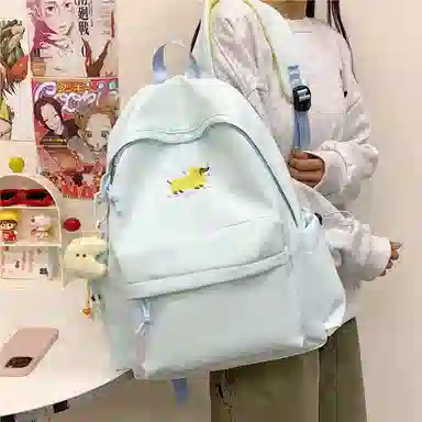 單倉 高颜值可爱腊肠狗轻便耐磨背包学院风初高中学生大容量通勤百搭书包 牛津布 双肩包 常规 男女同款情侣款 白色/黄色/蓝色/黑色