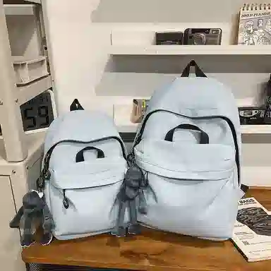 單倉 简约休闲设计感初高中学生旅行百搭大容量轻便书包 尼龙 背包双肩包 男女同款情侣款 白色/灰色/蓝色/卡其色/黑色