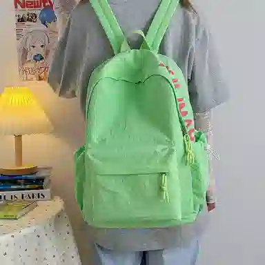 單倉 日系高级感字母设计通勤百搭 尼龙 双肩包 常规 男女同款情侣款 多色