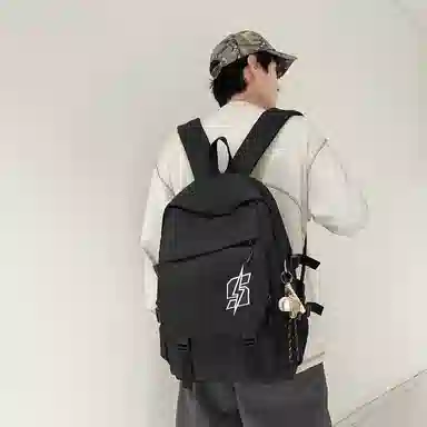 單倉 韩系高颜值卡通设计通勤百搭学院风背包初高中学生大容量轻便耐磨书包 尼龙 双肩包 常规 男女同款情侣款 白色/红色/灰色/黑色