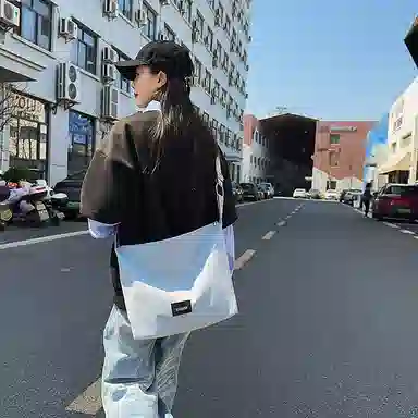 單倉 极简百搭休闲背包斜挎包学生时尚潮流日常上课出行 尼龙 单肩包 常规 男女同款情侣款 白色/灰色/黑色/粉色/蓝色