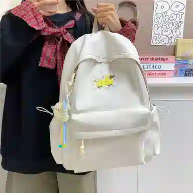 單倉 高颜值可爱腊肠狗轻便耐磨背包学院风初高中学生大容量通勤百搭书包 牛津布 双肩包 常规 男女同款情侣款 白色/黄色/蓝色/黑色