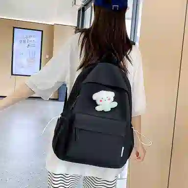 單倉 日系极简风纯色简约通勤百搭 尼龙 双肩包 常规 女款 多色