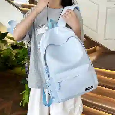 單倉 日韩系纯色简约设计轻便耐磨舒适背包初高中学生大容量通勤百搭书包 斜纹布 双肩包 常规 男女同款情侣款 黄色/绿色/蓝色/黑色