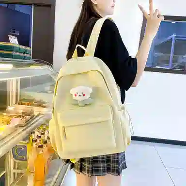 單倉 日系极简风纯色简约通勤百搭 尼龙 双肩包 常规 女款 多色