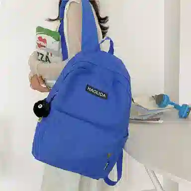 單倉 韩版休闲简约设计初高中通勤百搭背包 尼龙 双肩包 常规 男女同款情侣款 白色/黑色/红色/卡其色/蓝色