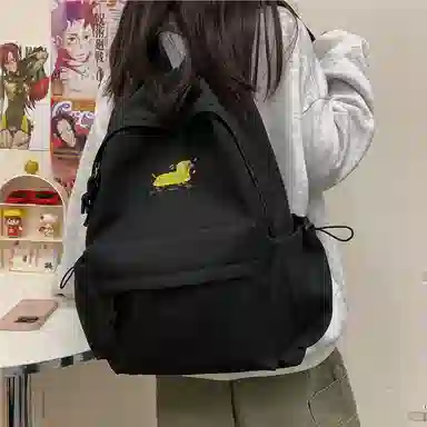 單倉 高颜值可爱腊肠狗轻便耐磨背包学院风初高中学生大容量通勤百搭书包 牛津布 双肩包 常规 男女同款情侣款 白色/黄色/蓝色/黑色