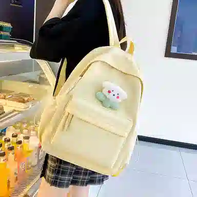 單倉 日系极简风纯色简约通勤百搭 尼龙 双肩包 常规 女款 多色
