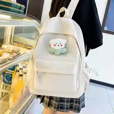 單倉 日系极简风纯色简约通勤百搭 尼龙 双肩包 常规 女款 多色