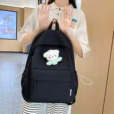 單倉 日系极简风纯色简约通勤百搭 尼龙 双肩包 常规 女款 多色