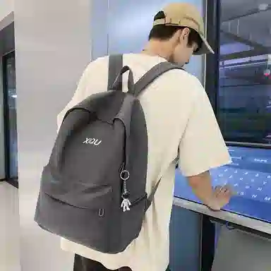 單倉 简约百搭高级字母时尚潮流轻便 尼龙 书包背包双肩包 男女同款情侣款 多色