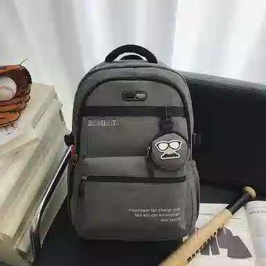 單倉 个性设计轻便初高中学生通勤百搭书包旅行 尼龙 背包双肩包 常规 男女同款情侣款 灰色/黑色/红色/卡其色/蓝色