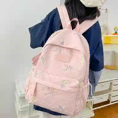 單倉 小众学院风蝴蝶结高颜值百搭旅行 复合布 双肩包 女款 多色