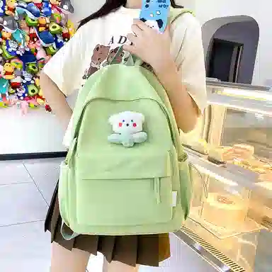 單倉 日系极简风纯色简约通勤百搭 尼龙 双肩包 常规 女款 多色