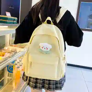 單倉 日系极简风纯色简约通勤百搭 尼龙 双肩包 常规 女款 多色
