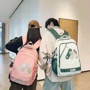 單倉 高颜值美式高街学院风初高中学生时尚潮流 尼龙 书包背包双肩包 常规 男女同款情侣款 多色