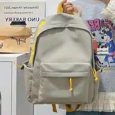 單倉 日韩系小众字母设计通勤百搭背包初高中学生大容量轻便耐磨书包 尼龙 双肩包 常规 男女同款情侣款 粉色/蓝色/绿色/卡其色/黑色