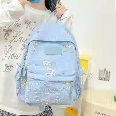 單倉 小众学院风蝴蝶结高颜值百搭旅行 复合布 双肩包 女款 多色