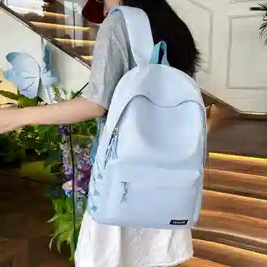 單倉 日韩系纯色简约设计轻便耐磨舒适背包初高中学生大容量通勤百搭书包 斜纹布 双肩包 常规 男女同款情侣款 黄色/绿色/蓝色/黑色