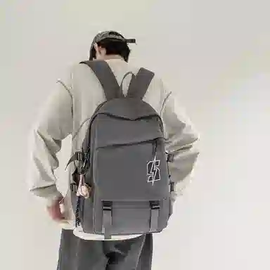 單倉 韩系高颜值卡通设计通勤百搭学院风背包初高中学生大容量轻便耐磨书包 尼龙 双肩包 常规 男女同款情侣款 白色/红色/灰色/黑色