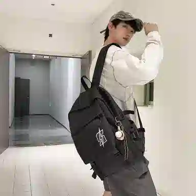 單倉 韩系高颜值卡通设计通勤百搭学院风背包初高中学生大容量轻便耐磨书包 尼龙 双肩包 常规 男女同款情侣款 白色/红色/灰色/黑色