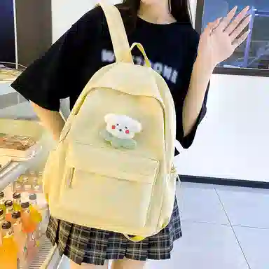單倉 日系极简风纯色简约通勤百搭 尼龙 双肩包 常规 女款 多色