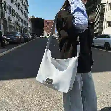 單倉 极简百搭休闲背包斜挎包学生时尚潮流日常上课出行 尼龙 单肩包 常规 男女同款情侣款 白色/灰色/黑色/粉色/蓝色