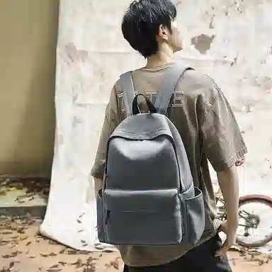 單倉 日韩系高级感时尚简约通勤百搭学院风背包初高中学生大容量轻便耐磨书包 尼龙 双肩包 常规 男女同款情侣款 卡其色/灰色/黑色