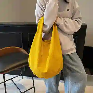 單倉 高级感休闲简约初高中学生通勤百搭 布 手提单肩包 常规 男女同款情侣款 黑色/黄色/卡其色/咖啡色/绿色