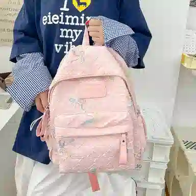 單倉 小众学院风蝴蝶结高颜值百搭旅行 复合布 双肩包 女款 多色