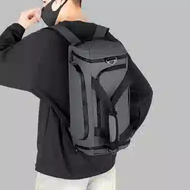 單倉 多功能短途袋运动健身收纳休闲轻便耐磨 防水皮膜 旅行包 男女同款情侣款 灰色/黑色