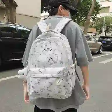 單倉 韩系高颜值扎染小众设计通勤百搭学院风背包初高中学生书包 尼龙 双肩包 常规 男女同款情侣款 白色/红色/蓝色/深蓝色