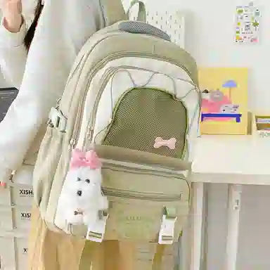 單倉 高颜值大容量可爱撞色短途旅行 复合布 双肩包 女款 黄色/粉色/黑色/蓝色/绿色