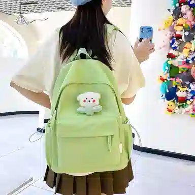 單倉 日系极简风纯色简约通勤百搭 尼龙 双肩包 常规 女款 多色