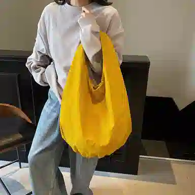 單倉 高级感休闲简约初高中学生通勤百搭 布 手提单肩包 常规 男女同款情侣款 黑色/黄色/卡其色/咖啡色/绿色