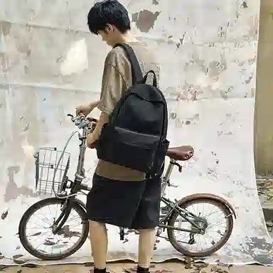 單倉 日韩系高级感时尚简约通勤百搭学院风背包初高中学生大容量轻便耐磨书包 尼龙 双肩包 常规 男女同款情侣款 卡其色/灰色/黑色