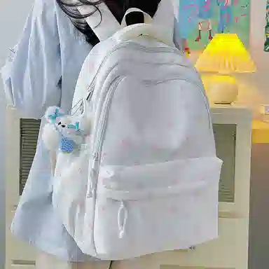 單倉 日系可爱碎花时尚印花设计高颜值背包初高中学生大容量学院风通勤百搭书包 尼龙 双肩包 常规 女款 粉色/黄色/紫色/红色/蓝色