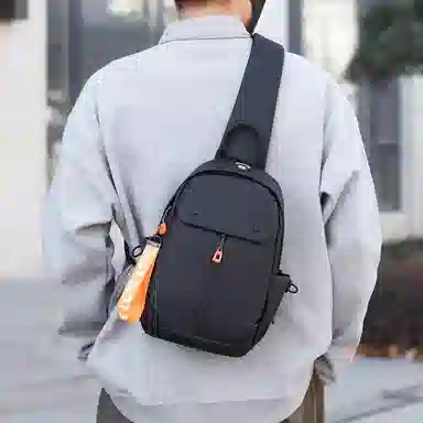 單倉 简约设计通勤百搭时尚 尼龙 胸包 男款 黑色/灰色