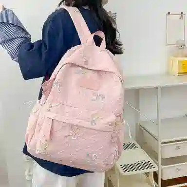 單倉 小众学院风蝴蝶结高颜值百搭旅行 复合布 双肩包 女款 多色