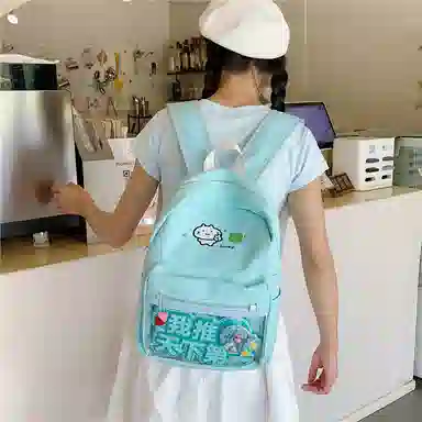 單倉 可爱小清新卡通时尚设计学院风背包初高中学生通勤百搭 牛津布 痛包 女款