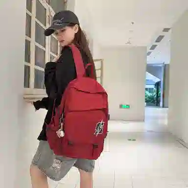 單倉 韩系高颜值卡通设计通勤百搭学院风背包初高中学生大容量轻便耐磨书包 尼龙 双肩包 常规 男女同款情侣款 白色/红色/灰色/黑色