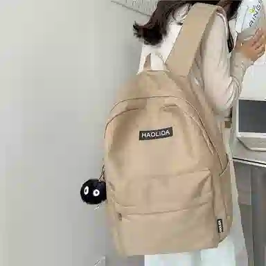單倉 韩版休闲简约设计初高中通勤百搭背包 尼龙 双肩包 常规 男女同款情侣款 白色/黑色/红色/卡其色/蓝色